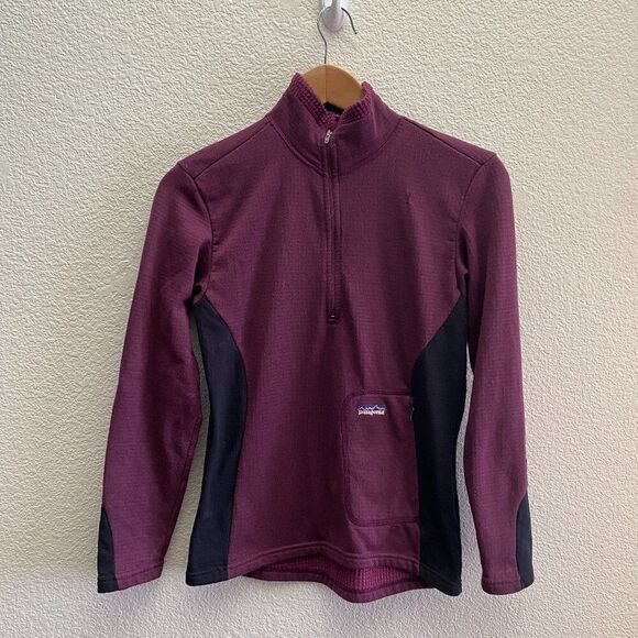 VTG Y2K Patagonia R1 Pullover 1/4 Zip Shirt Top XS Extra Small Purple Black - Picture 1 of 4